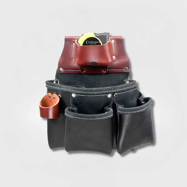 3-Pouch Professional Tool Bag with Tape Holder - Craftsmen Leather