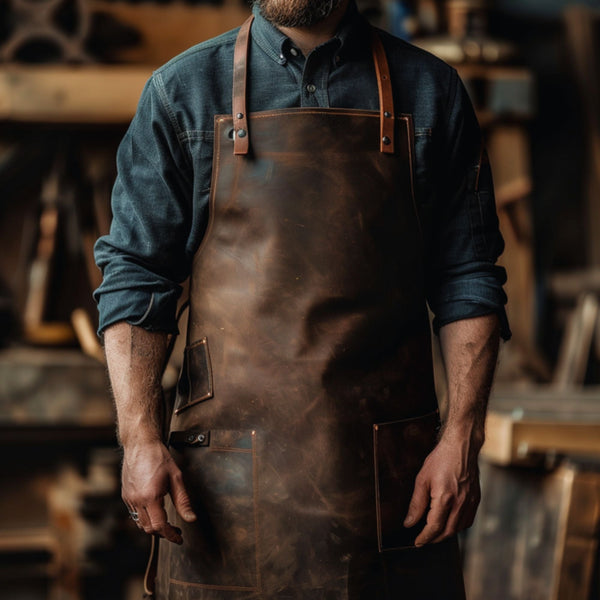 Classic Brown Leather Blacksmith Apron