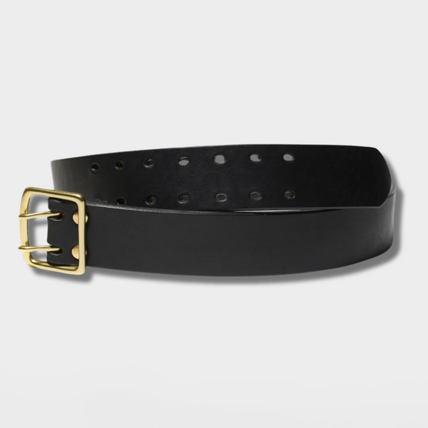 Double Prong Leather Belt – 3" Wide